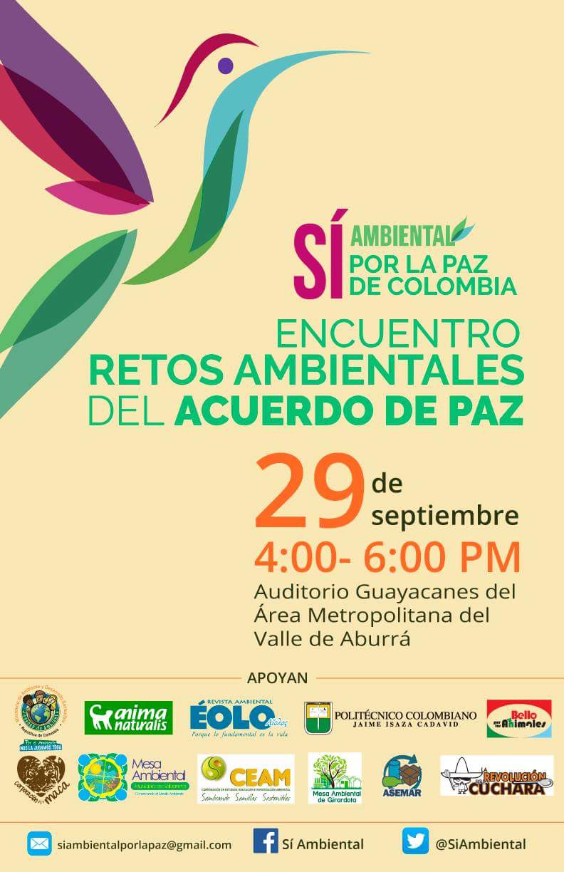 Invitación: Encuentro retos ambientales de los acuerdos de paz - Medellín