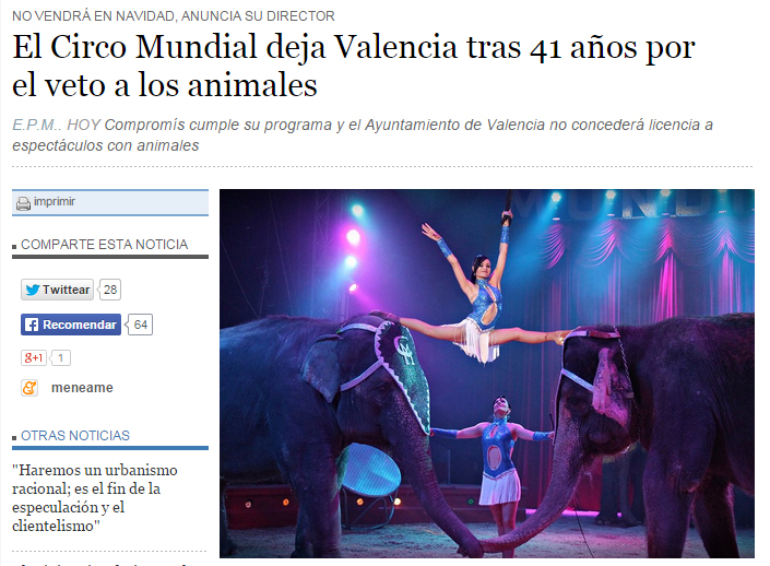 El Circo Mundial deja Valencia tras 41 años por  el veto a los animales