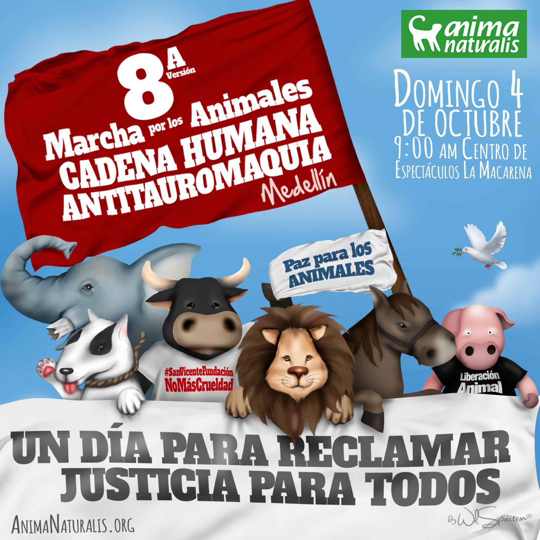 ¡Este domingo! Marcha Día Mundial de los Animales y Cadena Humana Antitauromaquia
