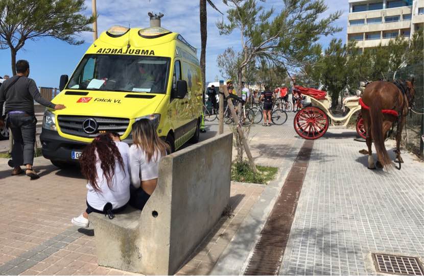 Heridos el dueño de una galera y su caballo tras chocar contra una furgoneta en Playa de Palma