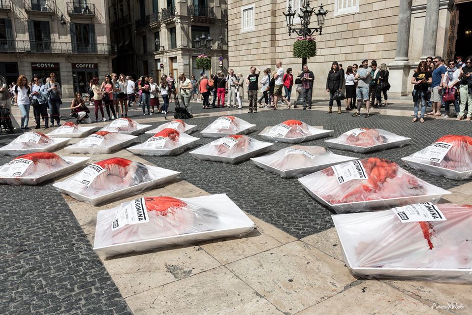 Acción por el día mundial sin carne en Barcelona