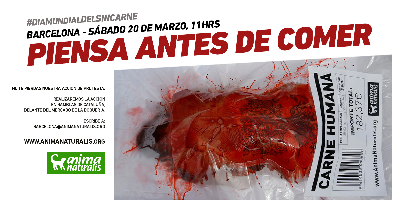 ¡Acción por el Día Mundial Sin Carne en Barcelona!
