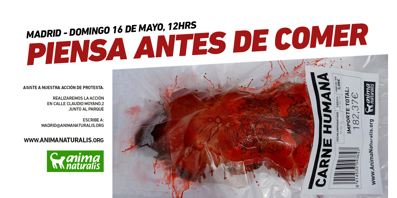 Acción de protesta en Madrid ¡Bandejas de carne humana!